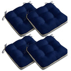 4 Pack 19x19 Inch Shredded Foam Chair Cushions with Straps - All-Season Seat Pads for Indoor/Outdoor Dining, Office, Patio, Kitchen Chairs (Blue, 19 INCH × 19 INCH) - color: Blue