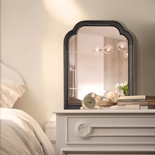 WallBeyond Wood Bathroom Mirrors for Wall Mounted, 16" x 20" Rustic Wood Frame Wall Mirrors Decorative for Living Room or Bedroom Vanity Mirror (Black) - color: Black B, size: 20"L x 16"W