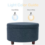 HomePop 28" Round Storage Ottoman - Textured Navy - color: Textured Navy