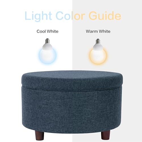 HomePop 28" Round Storage Ottoman - Textured Navy - color: Textured Navy