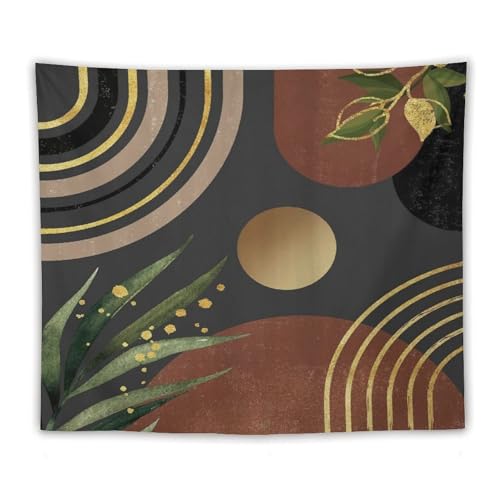 Boho Leaf Tapestries,Mid Century Abstract Black Gold Leaves Tropical Palm Modern Minimalist Geometric Wall Hanging Neutral Home Decor Art for Living Room Bedroom Dorm 40"x30" - color: Boho Leaf-7, size: W40xL30in
