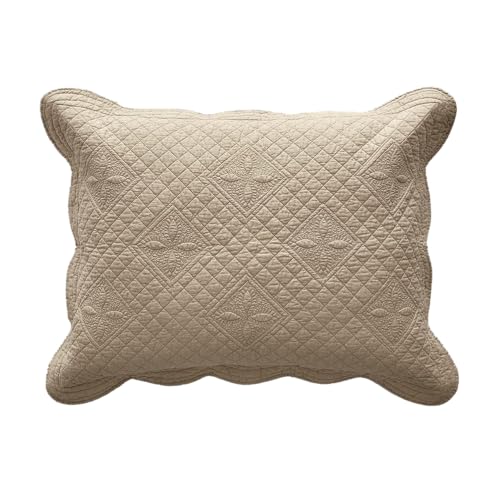 Calla Angel Sage Garden Luxury Pure Cotton Matelasse Quilted Pillow Sham, Standard, 20x26, Coffee - color: Coffee, size: Standard