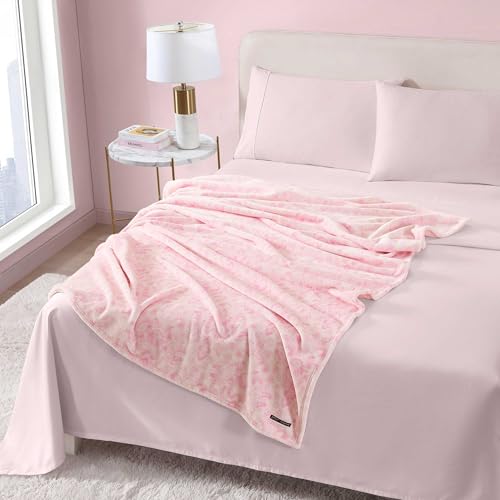 Betsey Johnson - Blanket, Buttery-Soft Throw Blanket for Couch or Bed, Boldly Plush & Oversized Bedding (Betsey Damask Pink, 50" x 70") - color: Betsey Damask Pink