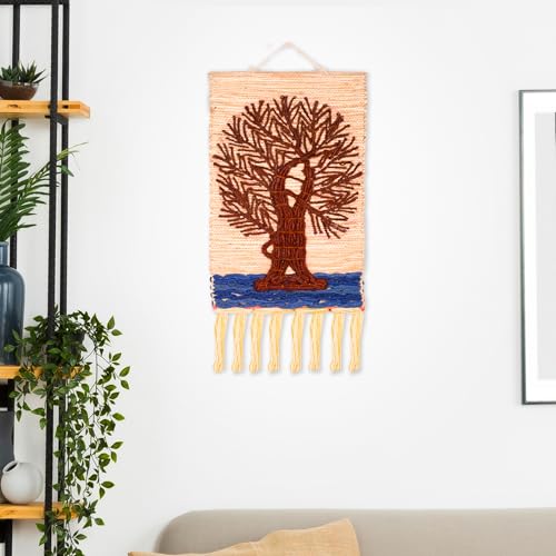 Tarini Gallery Hand Made Jute Wall Hanging Hand woven Tapestry Art Home View Natural Landscape Scenery for Home Office Decor and Gifting (Brown Tree) - color: Brown Tree