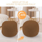 MeMoreCool Stuffed Round Pouf Ottoman Foot Rest, Floor Pouf Foot Stool with Soft Foam Chunk Filling, Small Round Ottoman Footstool Circle Footrest for Living Room, Light Coffee - color: Teddy Light Coffee