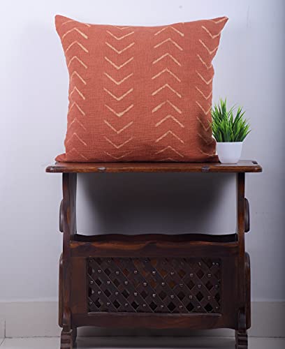 Trade Star Decorative Couch Throw Pillow Case Modern Handmade Bed Decor Cushioncase Authentic Square Pillowsham Indian Sofa Cushion Cover for Living Room Decor (Rust (Phoenix), 18 X 18 Inch) - color: Rust (Phoenix), size: 18" x 18" (Pack of 1)
