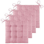 ELFJOY 4 Pack Chair Cushions for Dining Chairs Chair Pads Cushion for Kitchen Office Tufted Textured Square Seat Cushion with Ties (16" Light Pink) - color: Light Pink