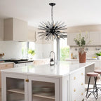 24in Black Sputnik Chandelier Light Fixture Over Table Modern 9-Lights Starburst Chandelier Solid Metal Satellite Sputnik Light Fixture for Dining Room, Kitchen Island, Bedroom,Foyer,Entryway - color: Black 24" 9-Light