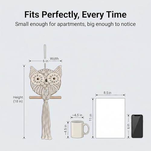 FURUBETA Owl Macrame Wall Hanging Boho Wall Decor, Handwoven Wall Tapestry for Bedroom Living Room Nursery, Bohemian Wall Art Owl Decor, Housewarming Gift for Women, 6x18in - color: 02-Little Owl
