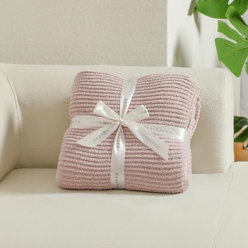 bearberry Soft Rib Knit Blanket Thin Warm & Breathable - Snuggly Minky Throw for Everyday Use, Travel, Chair | All-Season Machine Washable for Couches, Gifts, Family (Beige, 50”x60”) - color: Ribbed Knit Beige, size: Throw(50″x60″)