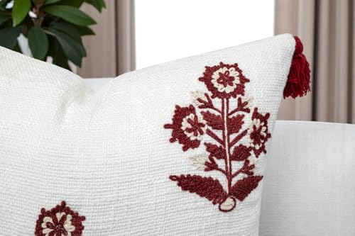 Hand Embroidered Anaarkali Decorative Square Accent Throw Pillow Cover Sofa Cushion Cover - 20x20, Red - color: Red-anaarkali, size: 20" x 20" (Pack of 1)