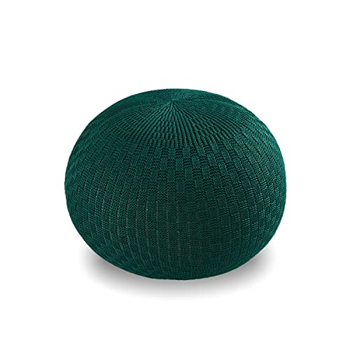 ARTPLAN - Round Knit Pouf - Woven Floor Ottoman - Handmade & Hand Stitched - 19.7 Dia x 12.8 High - Boho Home Décor - Living Room - Bedroom,Invisible Green - color: Invisible Green