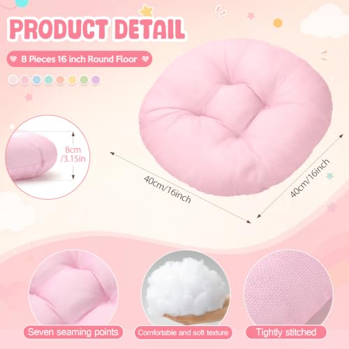 Fumete 8 Pcs 16 Inch Floor Cushions Pillow for Kids Bulk Classroom Round Flexible Seating Floor Cushions for Students Home Daycare School Reading Corner Yoga Meditation Picnic (Candy) - color: Candy
