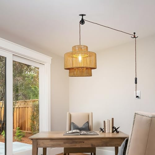 Boho Rattan Lamp Shades for Pendant Light Chandelier Floor Lamps Replacement,Rustic 3-Tier Drum Lamp Shade with Hand-Woven Rattan for Living Room Kitchen Dining Room Office Hotel. - size: style A
