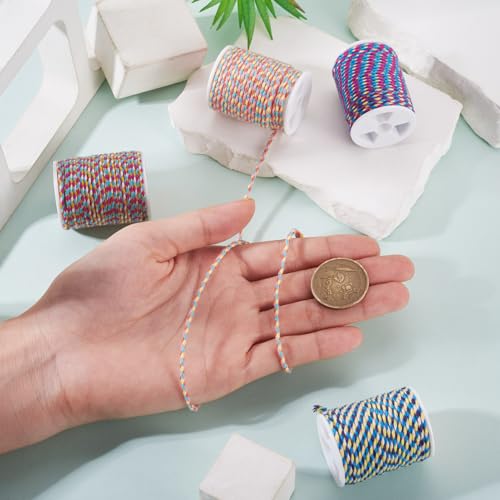 17.2 Yards 1.5mm 4-Ply Polycotton Metallic Cord Colorful Macrame Braided Cord Jewelry Beading Thread for String Wall Hangings Plant Hanger String Knitting Macrame Rope Bracelet DIY Craft - color: Mixed Color 8, size: 1.5mm