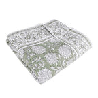 Levtex Home Adare Sage Quilted Throw - (50x60in.) - Floral - Sage White - Reversible - Cotton - color: Sage