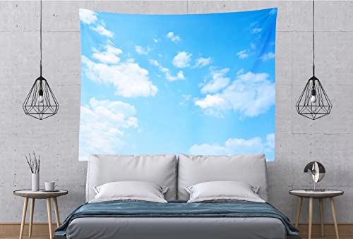 BELECO Light Blue Sky Tapestry Backdrop 80x60 Inch Sky Clouds Tapestries Ceiling Wall Bedroom Living Room Dorm Home Decor - size: 80"L x 60"W