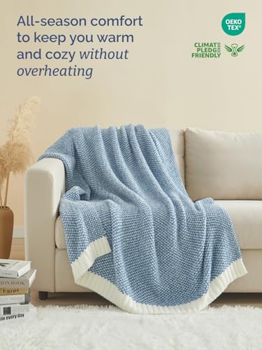 Blue Throw Blanket - Super Soft Throw for Couch, Bed, Sofa, Chair - Lightweight, Warm, Double Sided Knit - All Season Cozy, Fuzzy, Anti-Static Microplush Blanket for Women, Bedroom, Home Decor, 50x60 - color: 02 - Heathered Blue