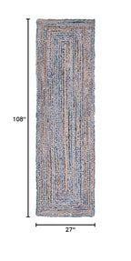 SAFAVIEH Cape Cod Collection Runner Rug - 2'3" x 9', Blue & Natural Brown, Handmade Jute & Cotton, Woven Braided Design (CAP202M) - color: Blue/Natural, size: 2'3" x 9' (Runner)