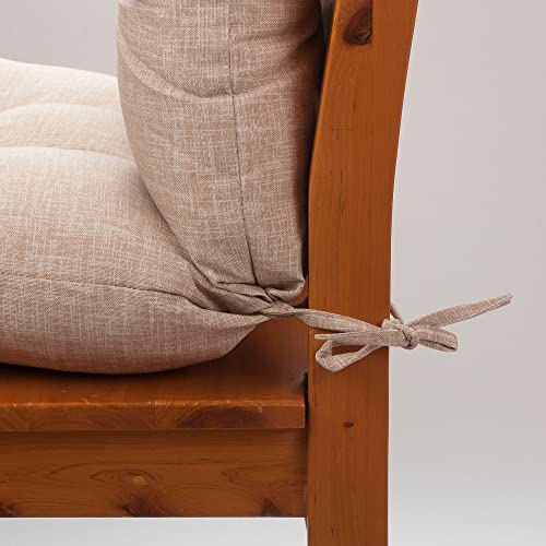 Magpie Fabrics Indoor Outdoor Tufted High Back Chair Cushion Set of 2, Waterproof All-Weather Deep Seating Rocking Chair Patio Garden Chaise Lounge Sun Lounger Chair Cushions(Beige Linen) - color: Beige Linen