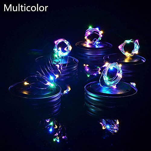 8 Pack Solar Outdoor Fairy Star Firefly Jar Lids Lights,Solar Fairy String Lids Lights（No Jars）,Waterproof Lantern Mason String Solar Lights with Hangers for Regular Mouth Jars - color: Multicolor