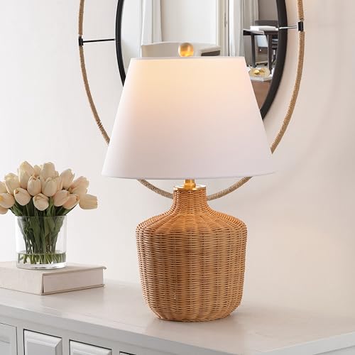 SAFAVIEH Lighting - Saolia 22-Inch Rattan Table Lamp - Brown - Coastal Woven Body Design - Ideal for Living Room, Bedroom, Entryway, Home Office - LED Bulb Included (TBL4467A)