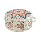 MOCOFO Round Bohemian Ottoman Pouf Cover, 18 Inch, Cotton Blend, Church Window Print, Living Room Storage Footrest, Cover Only (Blue Night) - color: Blue Night