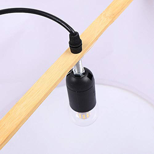 Handmade Woven Bamboo Pendant Lighting Antique Rattan Single Lantern Ceiling Hanging Light Natural Wooden Ceiling Fixture with Adjustable Cord for Living Room Restaurant Bedroom - size: 16 Inch