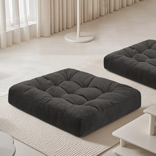 Meditation Floor Pillow 22×22 Inch 2 Pack Large Floor Cushions for Adults Square Tufted Corduroy Floor Pillows for Yoga Living Tatami Room Dark Grey - color: Dark Grey