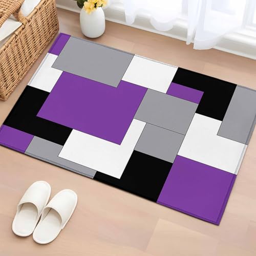 Abstract Art 2x3 Small Rug for Entryway Kitchen Front Door, Patchwork Purple Black and Grey Washable Throw Rug Absorbent Non-Slip Indoor Floor Mat for Kitchen Entrance Dog Home Office Decor - color: Turquoise, size: 2' x 3' (Rectangular)