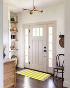 Yellow Stripes Kitchen Runner Rug 2'x4', Washable Woven Cotton Area Rug with Tassels Bathroom Hallway Rug, Farmhouse White Simple Vertical Striped Entryway Bedroom Rug Non Slip Throw Rug Carpet - color: Yellow, size: 2 x 4 ft