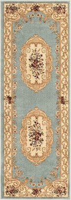 Unique Loom Versailles Collection Area Rug - Henry (2' x 6' 1" Runner Light Blue/Cream) - color: Light Blue/Cream, size: 2'2" x 6'1" (Runner)