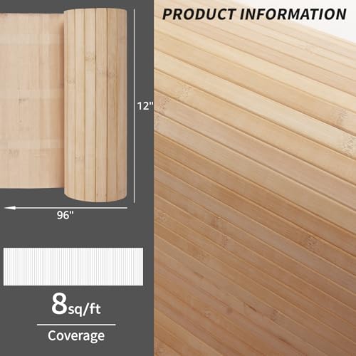 Art3d Natural Bamboo Wall Panel for Interior Wall Decor, Renewable Pole Wrap Wainscoting Paneling for Wall Ceiling Furniture Cabinet Office, 12 x 96 Inch - Carbonized, 1-Pack - color: Carbonized, size: 1-12" x 96"