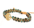 Women Boho Wrap Bracelet,Handmade Natural Stone Crystal Emperor Beads Heart Bracelet, Fashion Bohemian Jewelry Gift for Women - color: Green Turquoise