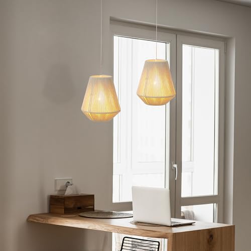 JHY DESIGN Battery Powered Hanging Lamp 8" H Braided Cotton Rope Decorative Pendant Lamp Battery Lamp with 6 Hours Timer for Bar Bedroom Patio Indoor Outdoor Living Room - size: 8 inches