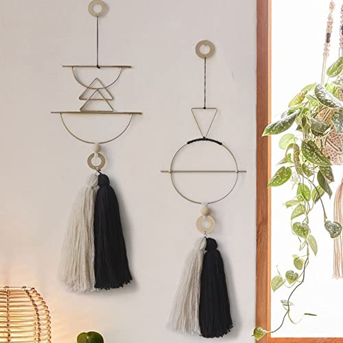 Cute Wall Hanging Macrame Wall Hanging Brass Wall Art Tassel Handmade Home Décor (Gold) - color: Gold