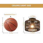 Rpzloila Rattan Ceiling Light, 1 Light Farmhouse Woven Flush Mount Ceiling Light, Boho Light Fixture for Bedroom Living Room Hallway Entryway, Black Finish - color: Black, size: 1-Light-Round