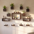 LaLaGreen Wooden Floating Shelves (13-Piece Set) Wall Mounted Plant Shelf, Planter Boxes for Indoor Plants, Decorative Wood Display Shadow Box Kitchen, Bathroom, Bedroom, Living Room, and Home Decor - size: 13-pc set