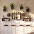 LaLaGreen Wooden Floating Shelves (13-Piece Set) Wall Mounted Plant Shelf, Planter Boxes for Indoor Plants, Decorative Wood Display Shadow Box Kitchen, Bathroom, Bedroom, Living Room, and Home Decor - size: 13-pc set
