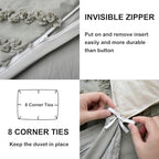 Oli Anderson Tufted Duvet Cover King Size, Soft and Lightweight Duvet Covers Set for All Seasons, 3 Pieces Boho Embroidery Shabby Chic Bedding Set (Light Grey, King, 104''x90'') - color: Light Grey, size: King(104"×90")