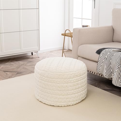 Asuprui 20x14 Inch Unstuffed Ottoman Pouf Cover – Lightweight Foot Rest, Floor Bean Bag Chair, Storage Pouf for Living Room, Bedroom & Balcony (Filler Not Included) (Cream) - color: Cream
