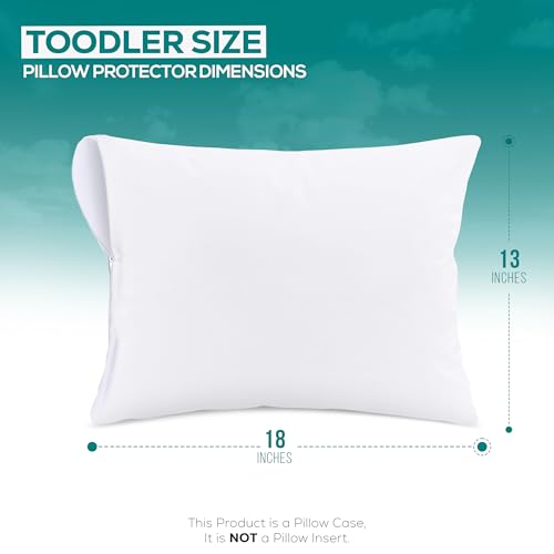 Set of 4 Pillow Protectors with Zipper Toddler Size, Bed Bug and Dust Mite Proof Pillow Covers, Ultra Soft Pillow Encasements, Moisture Wicking and Waterproof Pillow Cases by Utopia Bedding (White) - size: Toddler (Pack of 4)