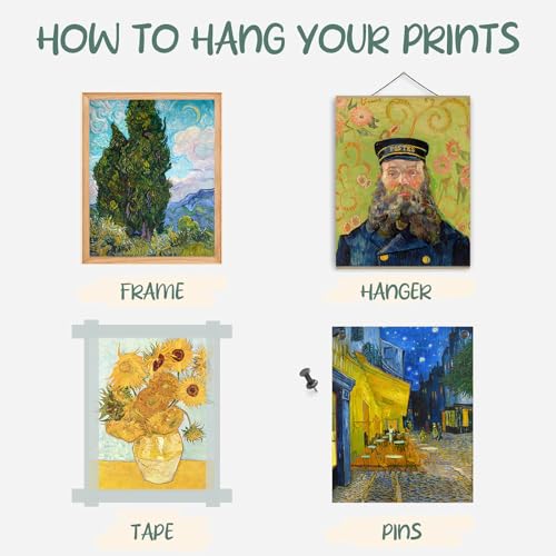 KBKBART Vintage Eclectic Wall Art Prints Set of 12, Abstract Eclectic Wall Decor Van Gogh Maximalist Famous Artist Painting Pictures, Trendy Maximalism Poster for Aesthetic, Unframed - color: Van Gogh Prints