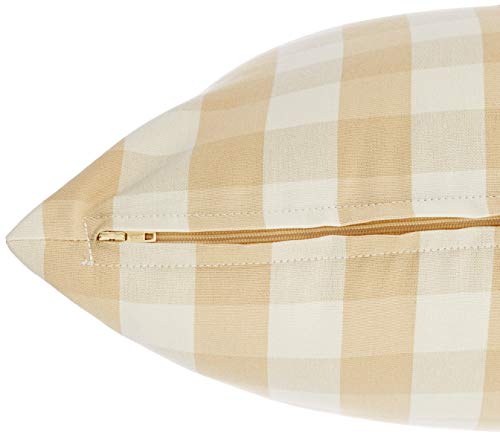 · REDEARTH · Checks Throw Pillow Cushion Covers-Woven Decorative Farmhouse Cases Set for Couch, Sofa, Bed, Farmhouse, Chair, Dining, Covered Patio, car Cotton (18x18; Ecru) Pack of 2 - color: Gingham Checks Ecru, size: 18" x 18" (Pack of 2)