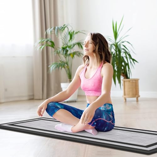 Mattitude Kitchen Mats Set of 2 Cushioned 0.47 inch Kitchen Rugs Non-Skid Rug Sets Ergonomic Comfort Standing Mat for Kitchen, Floor, Office, Sink, Laundry, Black - color: Black Frame, size: 17.3" x 47 "+ 17.3" x 29 "--0.47 inches
