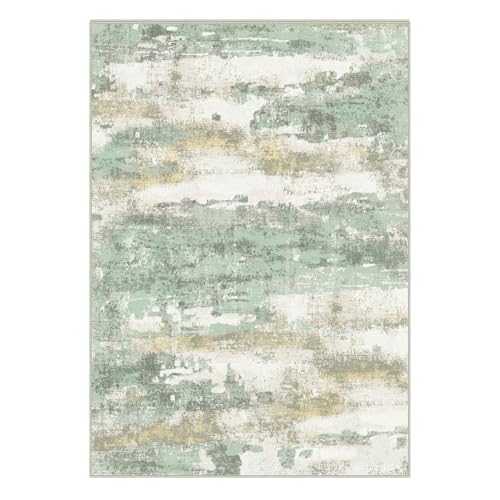 BEIMO 3x5 Rugs for Entryway Entrance Kitchen, Machine Washable Modern Abstract Soft Area Rug, Low Pile Indoor Floor Carpet with Non Slip Backing, Light Green/Cream - color: Light Green/Cream, size: 3' x 5' (Rectangular)