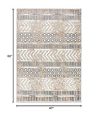 Rugshop Distressed Geometric Indoor/Outdoor Beige Area Rug Modern Tribal Stripe, Durable Stain Resistant Perfect for Patio, Backyard, Deck and Outdoor Lounge 3'3" x 5' - size: 3'4" x 5' (Rectangular)