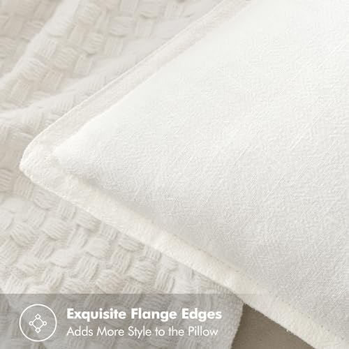 MIULEE Cream Linen Pillow Covers Pack of 4 Decorative Natural Solid Throw Pillow Covers Soft Accent Boho Farmhouse Couch Pillowcases Modern Spring Home Decors for Living Room Bed Sofa 18x18 Inch