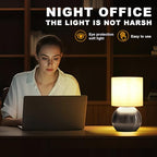 Modern Silvery Small Table Lamp with Cotton Linen Shade, 6.2×6.2×10.4 inch LED Desk Light, One-Button Switch for Bedroom, Living Room, Nightstand, Includes Warm Light Bulb - color: Silvery, size: Pack of 1