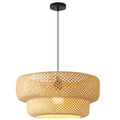 Bamboo Pendant Light 17.72" Wicker Chandelier Handmade Rattan Dining Room Lights Farmhouse Hanging Lighting Fixture for Kitchen Island Bedroom Living Room Hallway Coffee Restaurant - color: Beige-17.72IN
